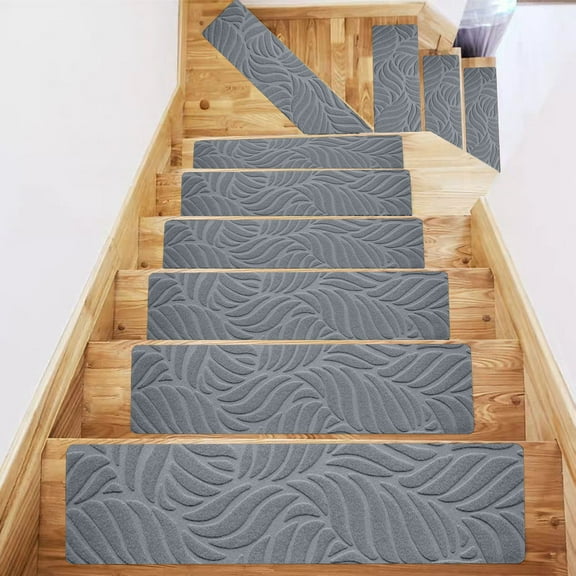 Bxaolu Stair Treads Non Slip for Wooden Steps, 7.4" X 21.6" (1-Pack) Stair Runner Carpet Treads Indoor, Stairslide Carpets Rugs Safety Mats for Cat Dog, Grey