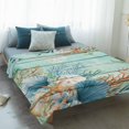 thumbnail image 4 of Teal Beach Coastal Blanket Soft Cozy Warm Throw Blanket for Couch, Plush Fuzzy Flannel Fleece Blankets for Sofa, Summer Nautical Coral Shell Botanical Vintage Bed Blankets Gifts for Men, 50"x60", 4 of 9