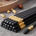 thumbnail image 3 of iPstyle Chopsticks 10 Pairs Reusable Fiberglass Non-Slip Chopsticks Beginners Chopsticks Dishwasher Safe 9.5" Black, 3 of 8