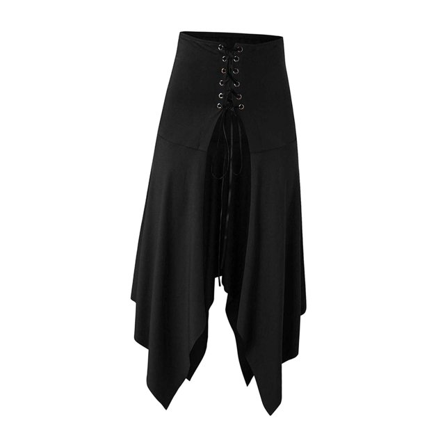 Falda de Halloween para mujer, falda de cintura alta, regalo ajustable, fiesta de graduación para damas, disfraz de Halloween punk, falda larga gótica Yinane falda de halloween