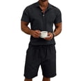 thumbnail image 3 of Men 2 Piece Outfits Casual Top and Pants Sets Black XL, 3 of 9