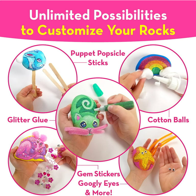Rock Painting Kit for Kids | Arts & Craft Kits for Girls & Boys with 10  Assorted River Rocks, Acrylic Paints, Paintbrushes, Art Smock, Paint  Markers