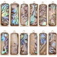 thumbnail image 1 of 1 caja de 12 dijes de concha de Paua, dije de concha de abulón natural, dije de concha marina rectangular dorada de verano, 1 of 5