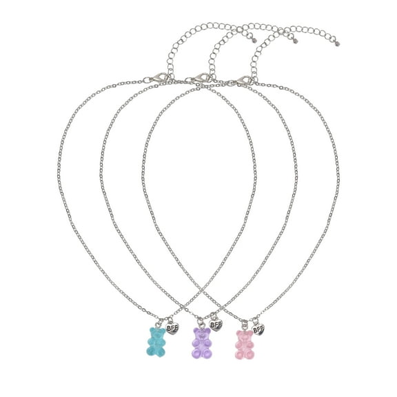 Wonder Nation Female Silver-Tone Trio Gummy Bear BFF Necklace Set