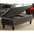 thumbnail image 2 of Pouf de Rangement Carré Caldwell en Cuir Expresso avec Clous, 2 of 3