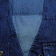 thumbnail image 6 of Men's Denim Zipper Cardigan Multi Pocket Vest Convenient Mountaineering Camping Fishing Outdoor Cargo Vest, 6 of 7