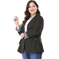 thumbnail image 2 of GRACE & GRANDEUR Blazer Décontracté pour Femme Grande Taille à Rayures, Poignets, Revers Cranté, 2 of 6