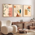 thumbnail image 2 of Boho Wall Art Set of 3, Minimalist Abstract Boho Sun Poster Sunrise Women Palm Leaf Wall Decor Bohemian Poster Mid Century Modern Arts Print Pictures for Aesthetic Room Bedroom 12x16 inch Unframed, 2 of 6