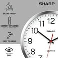 thumbnail image 3 of SHARP Wall Clock Silver/Chrome, Silent Non Ticking 10 Inch Quality Quartz Battery Operated Round Easy to Read Home/Kitchen/Office/Classroom/School Clocks, Sweep Movement, 3 of 7