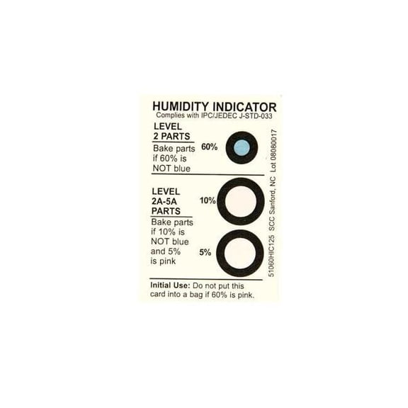 Scs Humidity Indicator,3 x 2 In. Card,PK125 51060HIC125