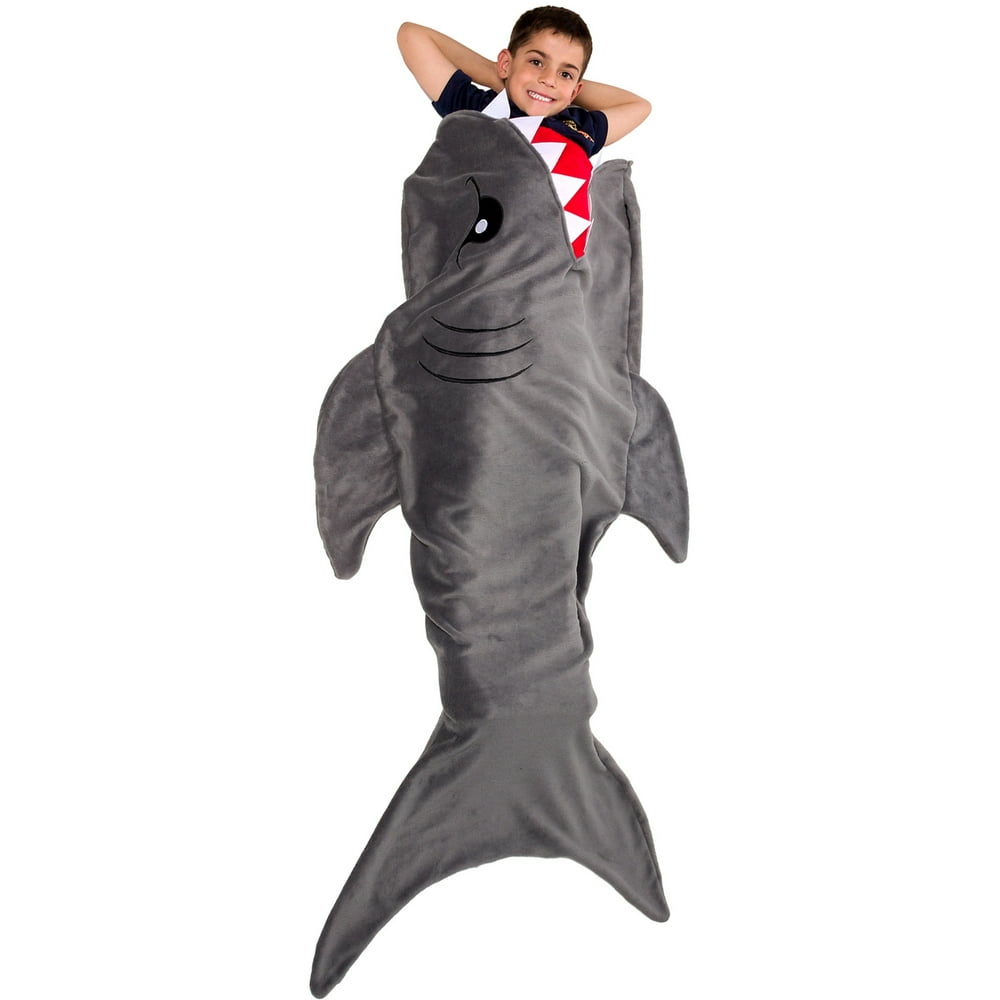 Silver Lilly Gray Shark Tail Plush Animal Sleeping Bag Novelty Blanket for Kids