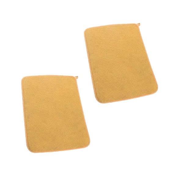 2Pcs Absorbent Dish Drying Mat,12" x 16",Ultra Absorbent Microfiber Mat for Dishes Drying,Fabric Microfiber Dishes Drainer Mats,Large Dish Drying Pad for Kitchen Counter Yellow