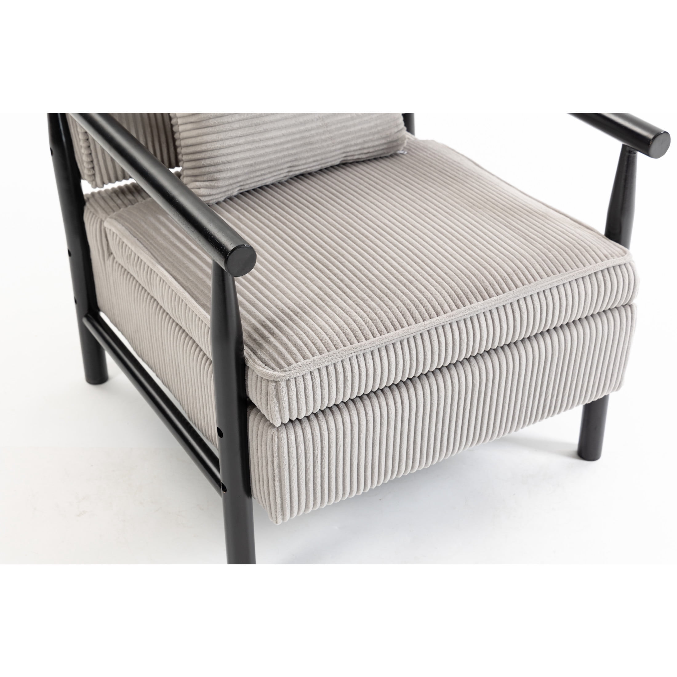 GDF Studio Almere Mid-Century Modern Accent Chair with Under-Seat Storage, Corduroy Reading Armchair, Grey