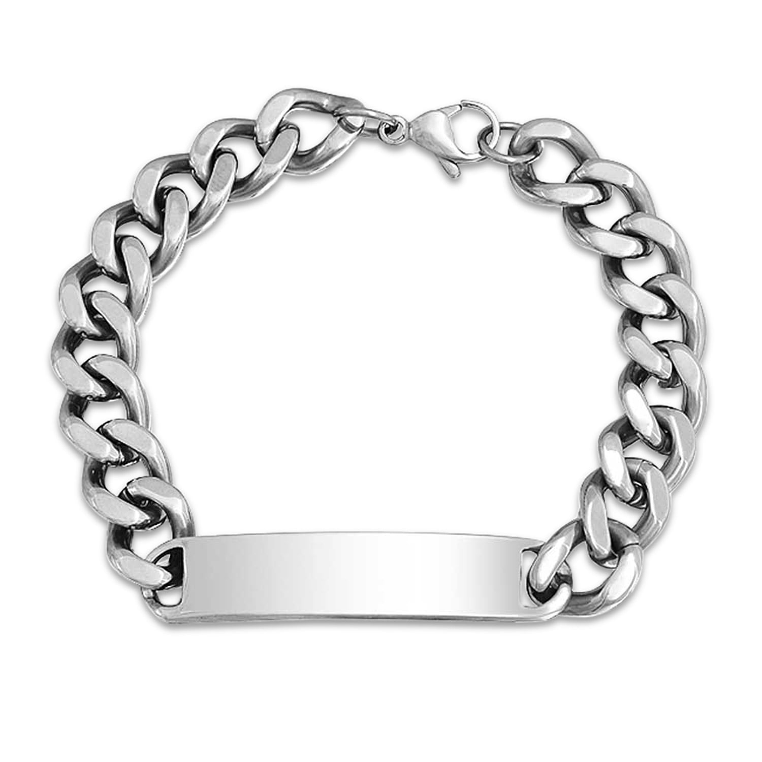 Bling Jewelry Identification Name Plate Curb Cuban Link Engravable ID