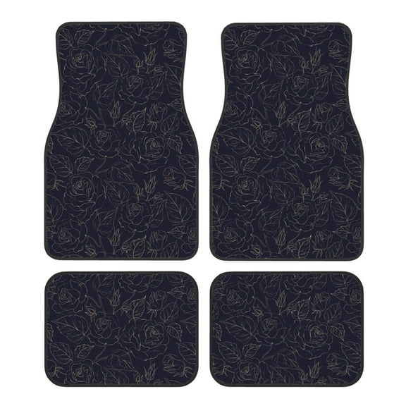 Balery Beautiful Roses Pattern 4-Piece Floor Mats, Heavy-Duty Rubber Liners, Anti-Slip Design, All-Season Automotive Protection, Vehicles, Cars, Trucks, and SUVs