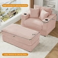 thumbnail image 4 of Wiilayok 54" Oversized Chaise Lounge Chair Indoor Furniture,Cloud Corduroy Sofa Bed Deep Seat Couch with Ottoman&Cup Holder,Lounge Chair Indoor for Living Room,Bedroom,Pink, 4 of 8