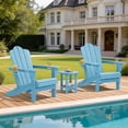 thumbnail image 3 of LOYALICE Outdoor Patio Folding HDPE Resin Adirondack Chair with Double Cup Holder, Light Blue, 3 of 11