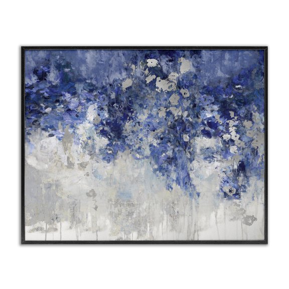 Stupell Industries Contemporary Blue Cascading Florals Energetic Flower Abstraction Black Framed Giclee Art, 14 x 11, by Nikki Robbins