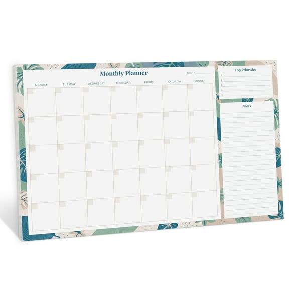 Rileys & Co Agenda Mensuel Non Daté, 16,5 x 11,4 Po, Imprimé Floral, Bloc-Notes de Bureau Mensuel, Feuille en Déchirure Planificateur de Liste de Choses à Faire, Bloc-Notes de Planificateur Quotidien, Bloc-Notes de Liste de Choses à Faire Hebdomadaire