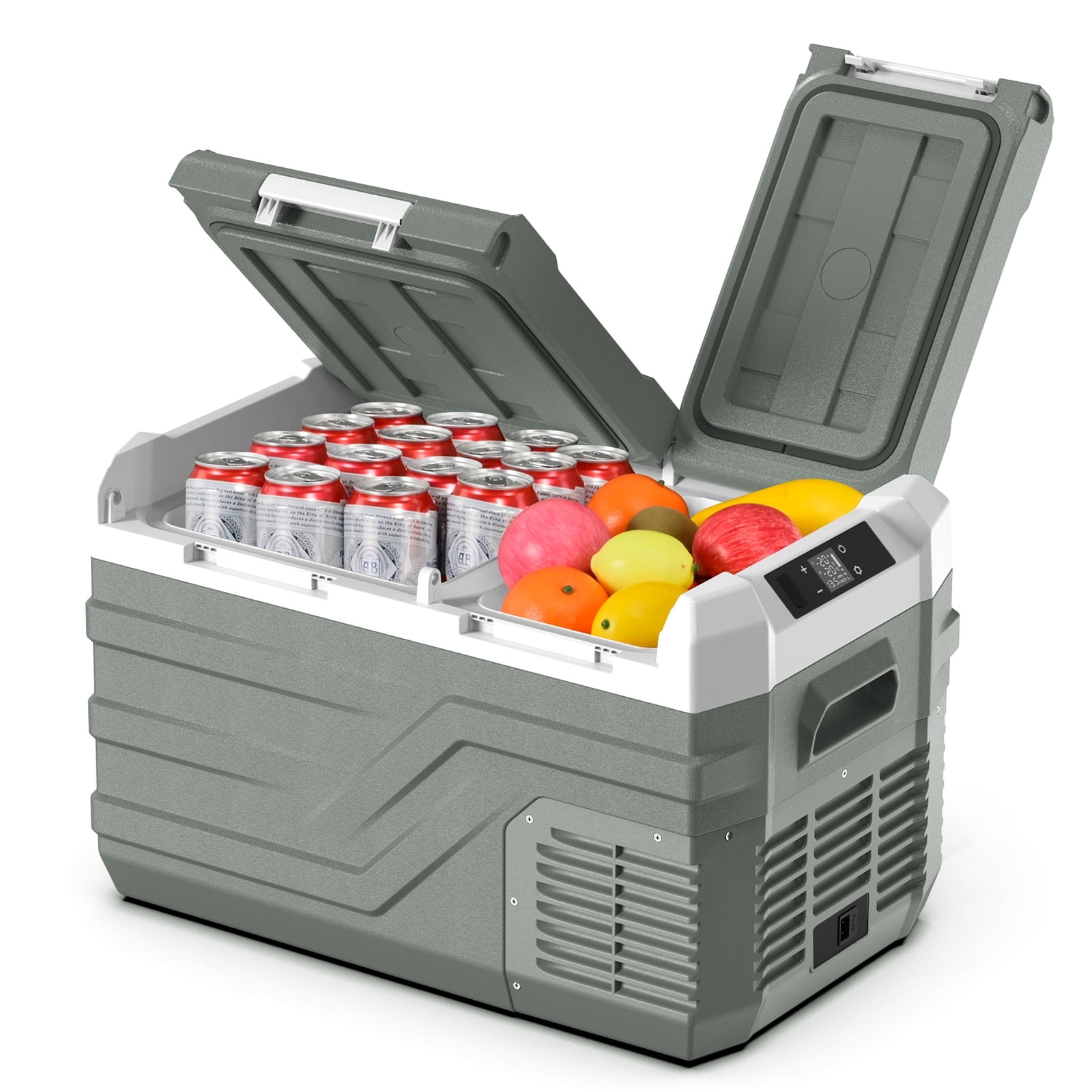 Alpicool 12V Refrigerator Car Fridge, Portable Refrigerator with Dual Zone and Independent Control, 12V / 24V DC Portable Freezer (-4℉ to 68℉) RV Compressor Fridge Electric Cooler for Camping