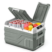 Alpicool 12V Refrigerator Car Fridge, Portable Refrigerator with Dual Zone and Independent Control, 12V / 24V DC Portable Freezer (-4℉ to 68℉) RV Compressor Fridge Electric Cooler for Camping