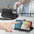 thumbnail image 6 of Mantto Case for Samsung A32 5G, Zipper Wallet Card Holder Flip Stand Premium Leather Case with Removable Wristlet Strap, RFID Blocking Magnetic Closure Case for Samsung Galaxy A32 5G, Black, 6 of 12
