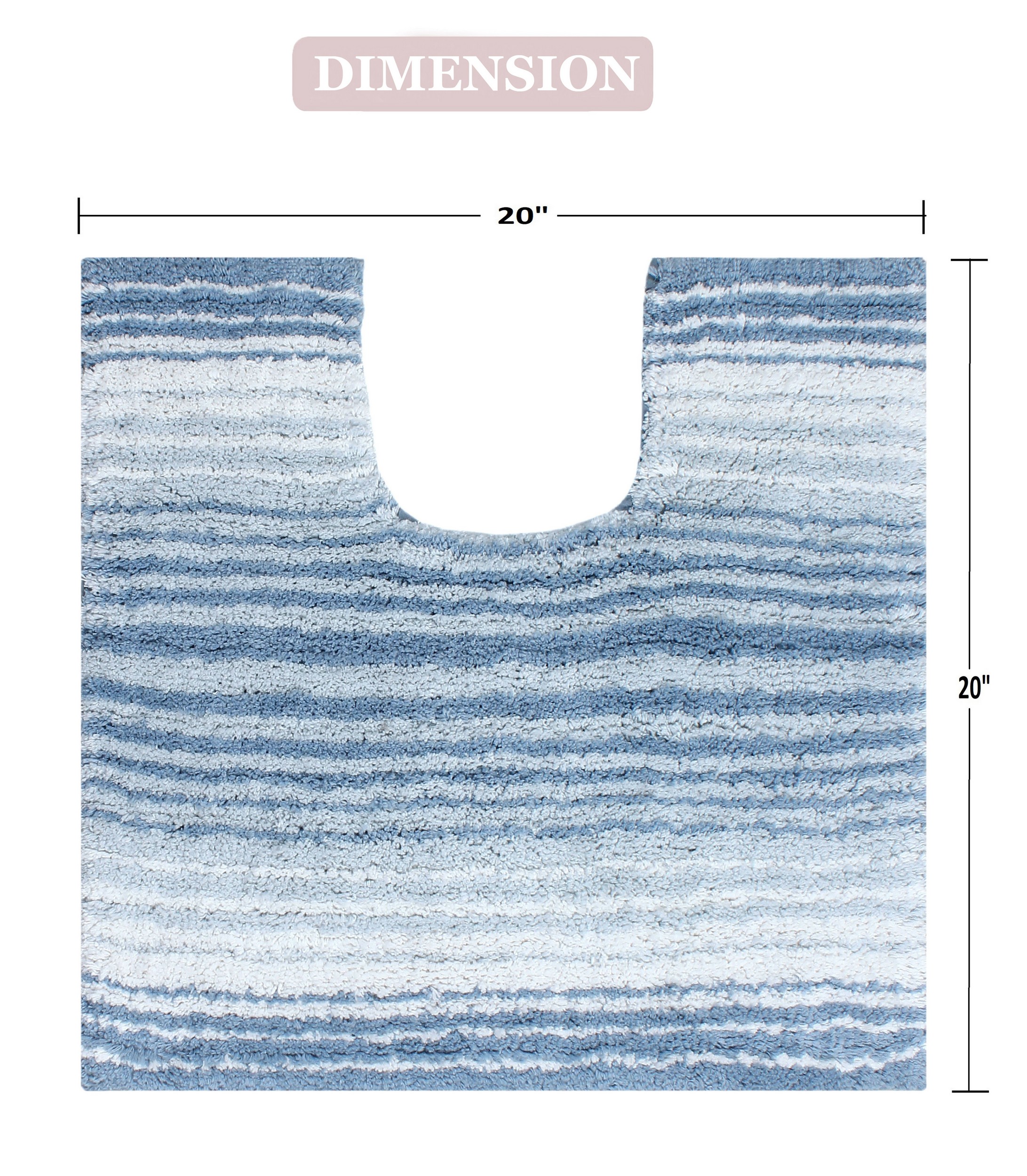 Home Weavers Gradation Collection Toilet Rugs U Shaped Contour, Thick Toilet Rug, Non-Slip Contour Mat for Bathroom Rug,100% Cotton Soft, Absorbent Water, Machine Washable, 20"x20" Contour, Blue