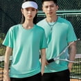 thumbnail image 4 of BinBiL Men's Tee Shirt Casual Short Sleeved Solid Color Blouse Tops Round Neck Flowy Slim Sports Workout Shirts Mint Green M(M), 4 of 6