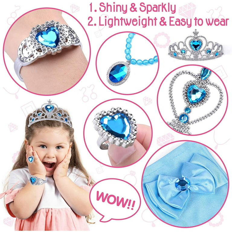 Princess Dress Up Accessories 9 Pcs Princess Jewelry Toys Girl Toys  Princess Accessories for Girls Crown Bracelet Ring Earring Necklace Wand  Crown Birthday Gifts Party Favors for Kids Party Supplies 