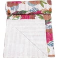 thumbnail image 2 of Indian Handmade Stitched Pure Cotton Fruit Print Kantha Quilt, Reversible Kantha Quilt, 2 of 4