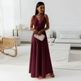 thumbnail image 4 of DHFJKG Summer Dresses Women Wedding Guest Dress Sleeveless Solid Color V Neck Belted Long Dress Comfortable Daily Wear Stylish Dresses, 4 of 7