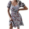 thumbnail image 2 of EGNMCR Robes d'Été Femmes Mode Tendance Femmes et Hiver Taille Robe Plissée à Fleurs, 2 of 5