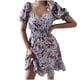 thumbnail image 1 of Moda mujer otoño e invierno sexy o-cuello cintura floral plisado vestido Fridja  qw704, 1 of 5