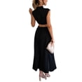 thumbnail image 3 of Wrcnote Ladies Long Maxi Dresses Stand Collar Tank Dress Sleeveless Summer Beach Sundress Holiday Sexy Solid Color Black S, 3 of 3