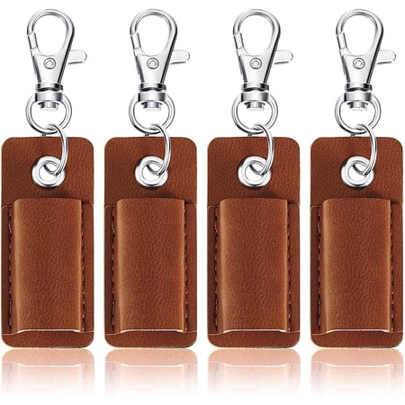 6-Pack Leather Pen Holder For Lanyard Or Keychain - PU Leather Badge Pen Pouch, Black & Brown
