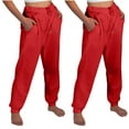thumbnail image 2 of FAIWAD Womens Cinch Bottom Sweatpants 2PC High Waisted Drawstring Fleece Baggy Jogger Workout Trousers, 2 of 7