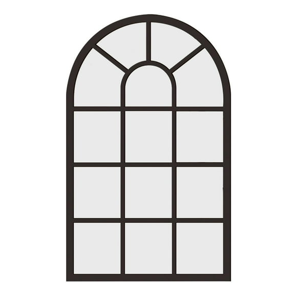 Rongfmy Arched Window Wall Mirror Wall Art Simple Windowpane Arch Mirror,Decorative Mirror for Bathroom Farmhouse Entryway,Home Decor Black
