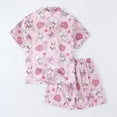 thumbnail image 6 of Laipiong Kids Pajama Sets Cartoon Animal Print Summer Soft Viscose Short Sleeve Shorts Homewear Outfit For Girls And Boys Purple 8-9, 6 of 9