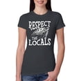 thumbnail image 2 of Wild Bobby Respect The Locals Save Our Oceans Turtle Animal Lover Women Slim Fit Junior Tee, Dark Grey, Small, 2 of 6