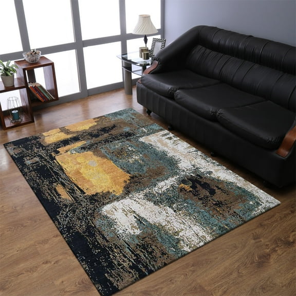 Rugsotic Carpets Hand Knotted Persian, Abstract Wool And Viscose Area Rug, Multicolor, 8'x10'