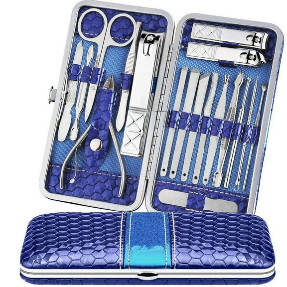 Care 18 Pieces Manicure Set - Stainless Steel Manicure Nail Clippers Pedicure Kit - Professional Grooming Kits, Nail Care Tools With Luxurious Travel Case