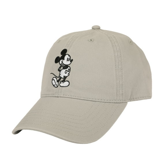 Disney Mickey Mouse Black & White Character Art Gray Unstructured Baseball Cap