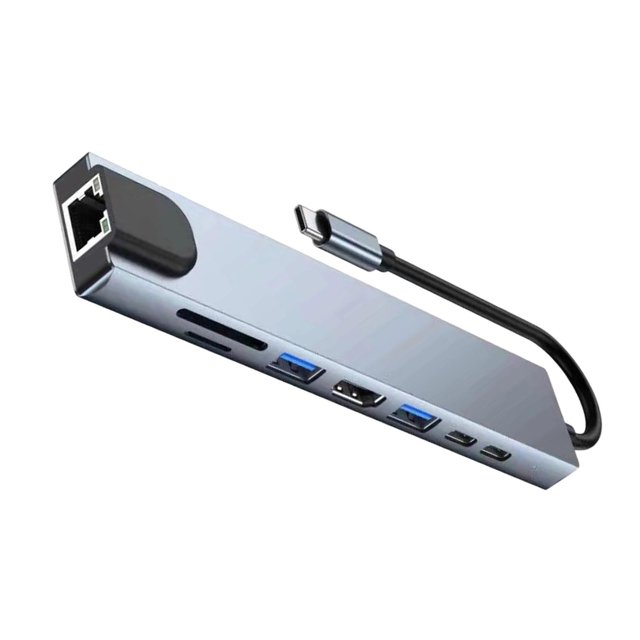 Hearth & Gear Type C Docking Station 8 In 1 HDM I Laptop Converter USB 3.0 Network Card Hub