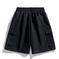 thumbnail image 6 of HOOMEUMY Men's Baggy Cargo Shorts with Pockets Drawstring Elastic Waist Solid Loose Fit Summer Beach Shorts Black L, 6 of 6