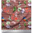 thumbnail image 1 of Soimoi Georgette Viscose Fabric Stripe,Birds & Anemone Floral Fabric Prints By Yard 42 Inch Wide, 1 of 1