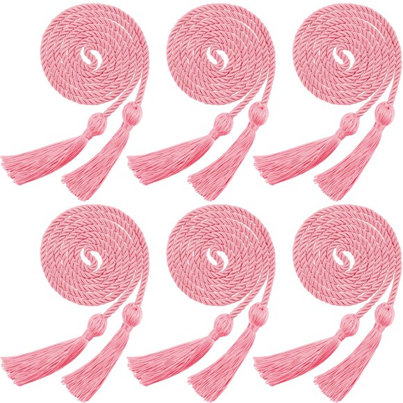Graduation Cords Boao, 6 unidades, cuerdas de honor de poliéster de 1,7 m, color rosa