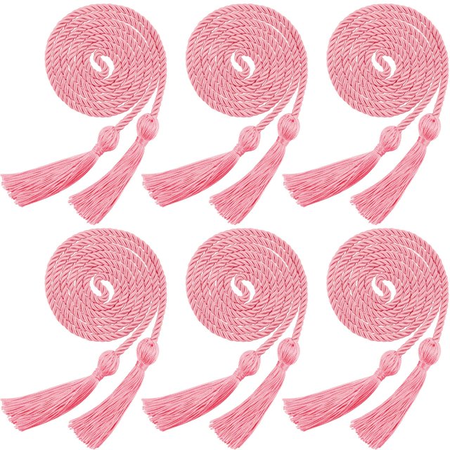 Graduation Cords Boao, 6 unidades, cuerdas de honor de poliéster de 1,7 m, color rosa