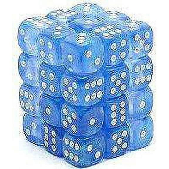Chessex 6-Sided d6 Borealis Dice Pack (Sky Blue & White)