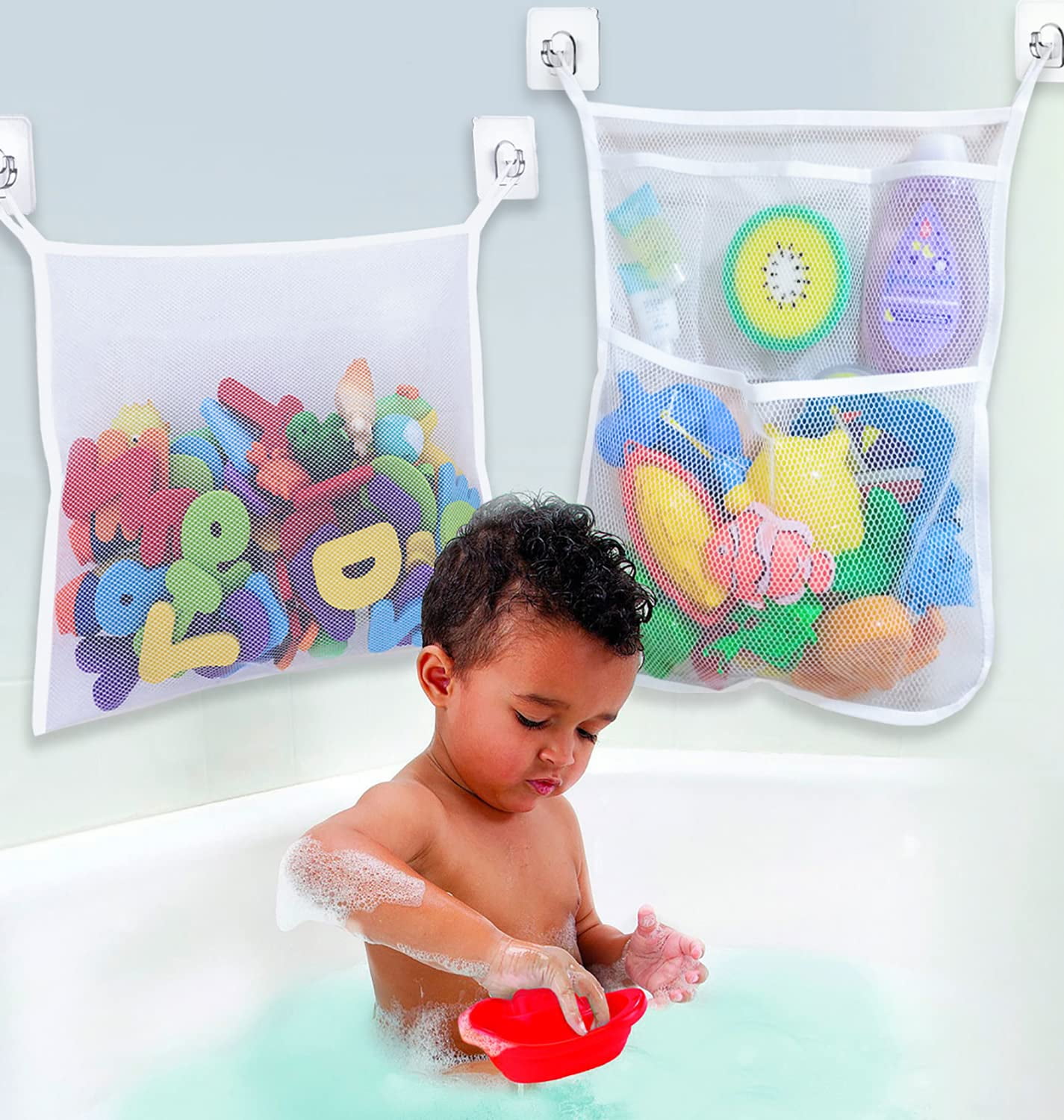 Pizies Baby Bath Bathtub Bathroom Toy Mesh Net Storage Bag Organizer Holder,Suct 