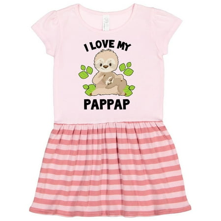 

Inktastic Cute Sloth I Love My Pappap with Green Leaves Gift Toddler Girl Dress